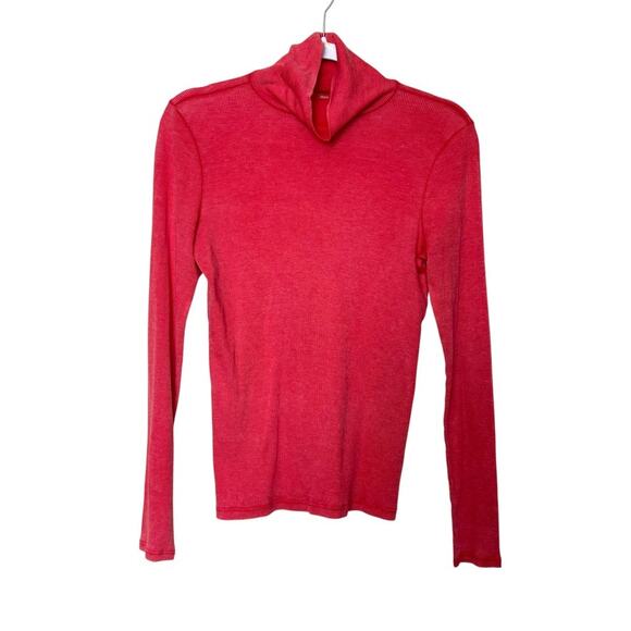 Aerie Real Soft Ribbed Long Sleeve Turtleneck Women M Red Stretch Preppy Casual - Picture 1 of 7